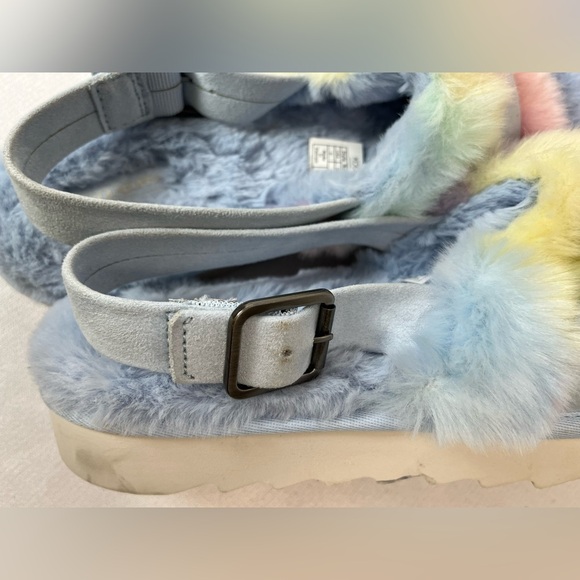 Kookaburra By UGG Colorful Faux Fur Platform Sandals Slippers Size 9 - Picture 8 of 12